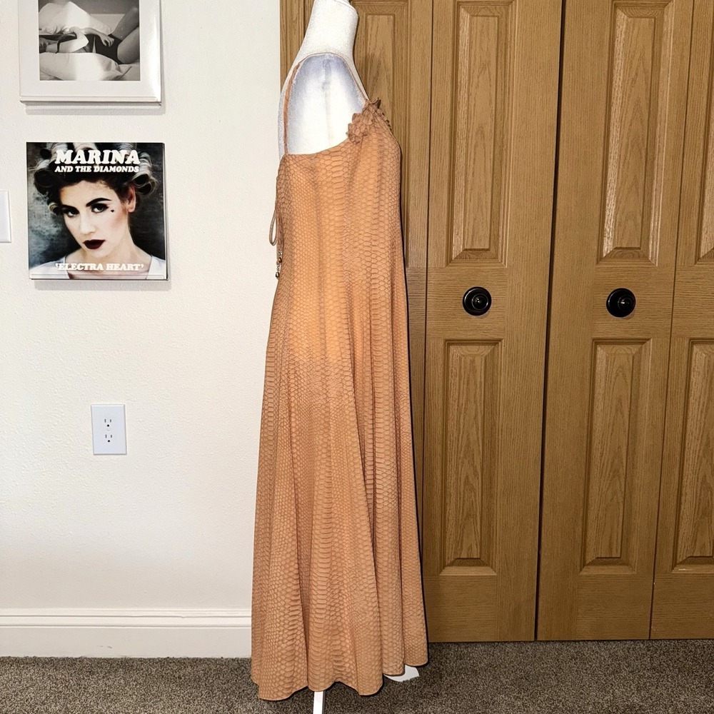 H&M Edition Strappy Chiffon Dress Womens XS Orange/Tan Sleeveless Sundress - Picture 2 of 9